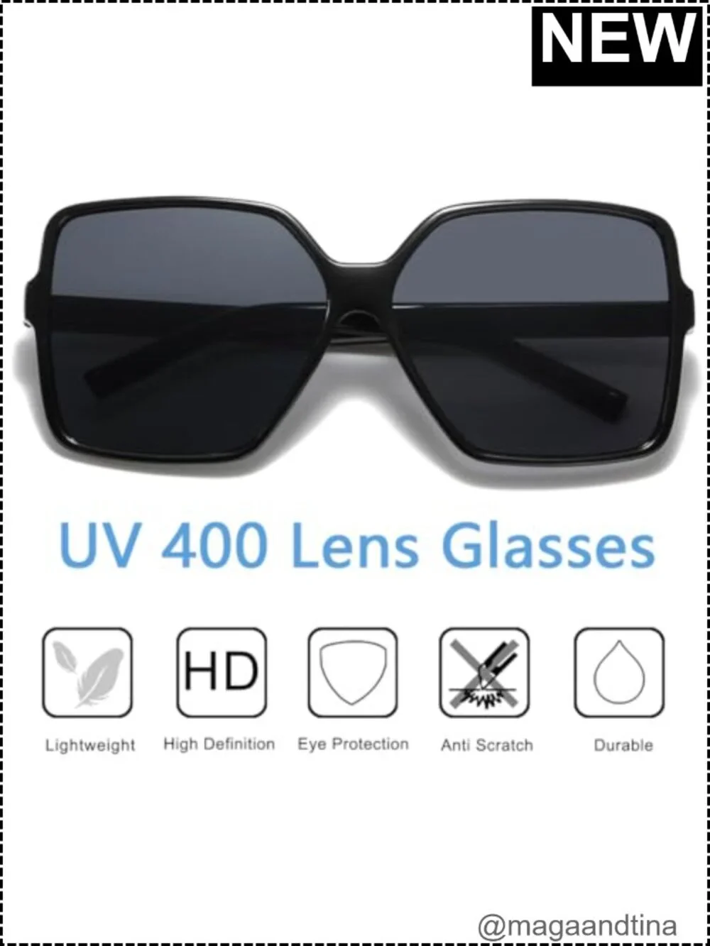 Chic Square Oversized Sunglasses 100% UV Protection Fashion Shades